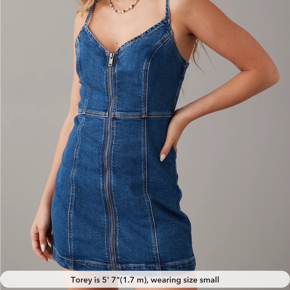 American Eagle Zip-Front Denim Mini Dress